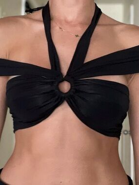 Rat & Boa Black Crop Top with Twist Ring Detail